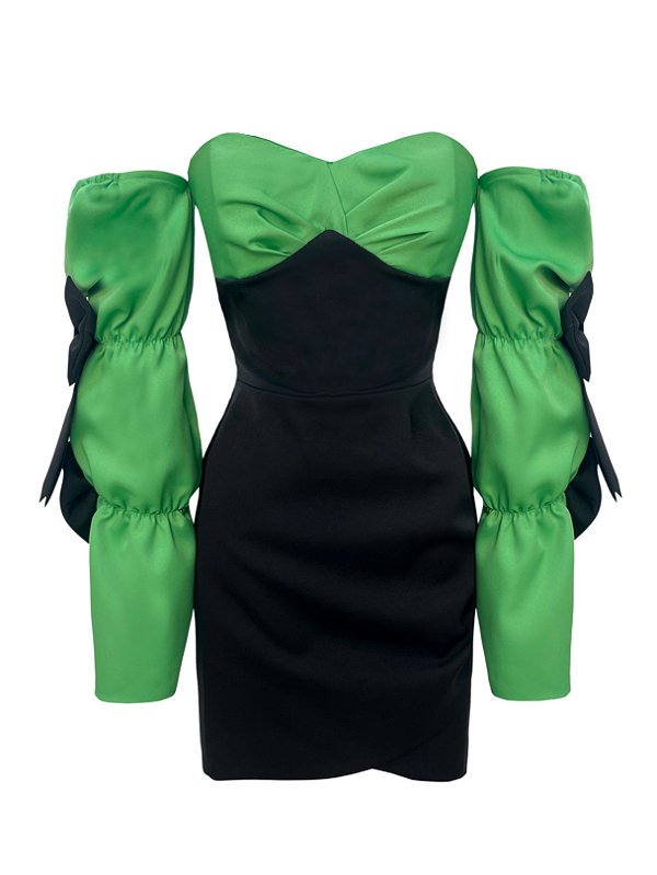Vestido curto tomara que caia com laços Cirque