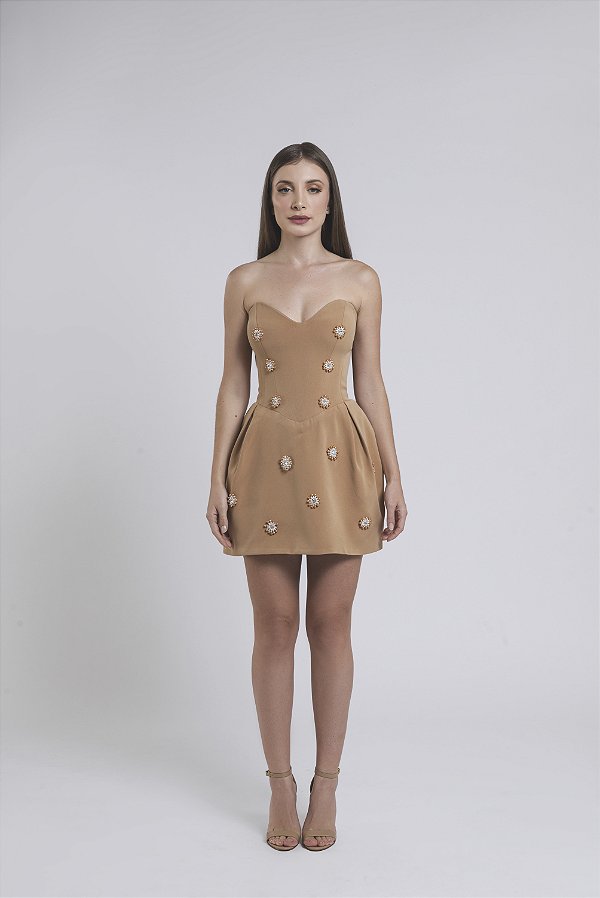 Vestido curto tomara que caia balonê Venus