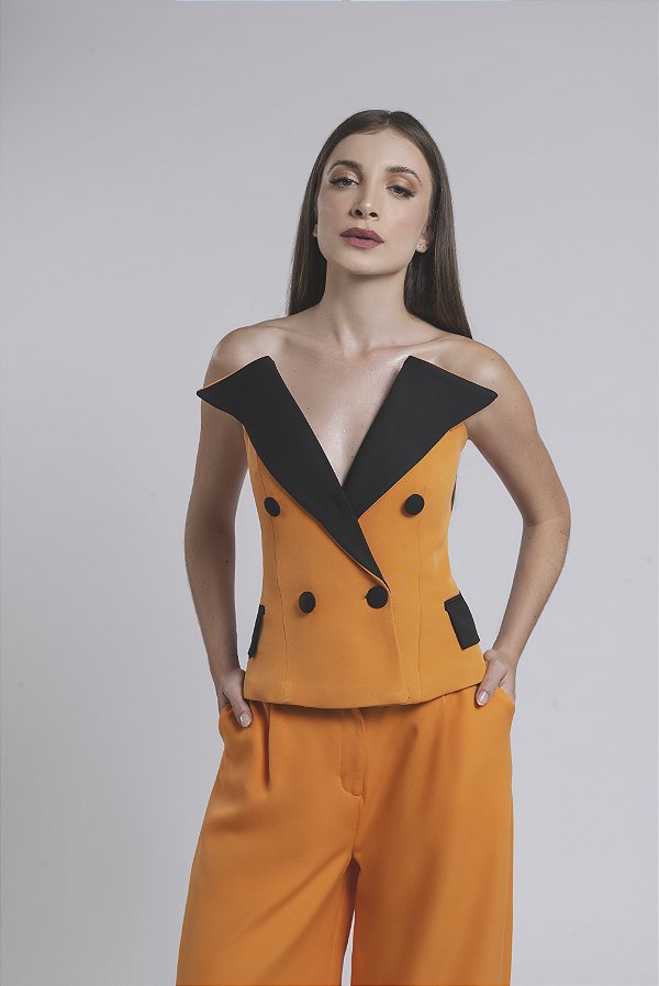 Corset alfaiataria com lapela Venus