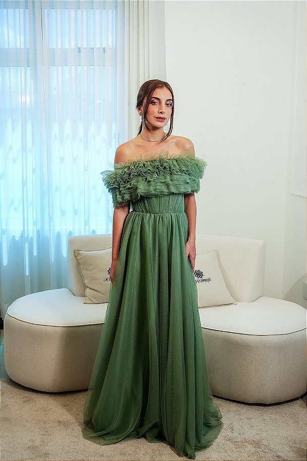 Vestido com pala verde Cápsula
