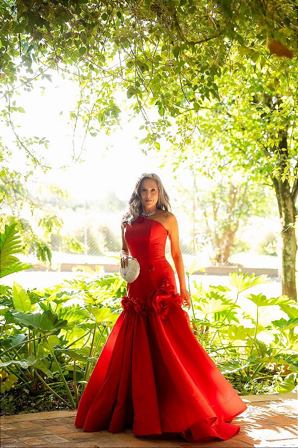 Vestido alongado flores Pétalas