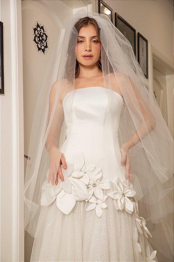Vestido bucol italiano off white noiva