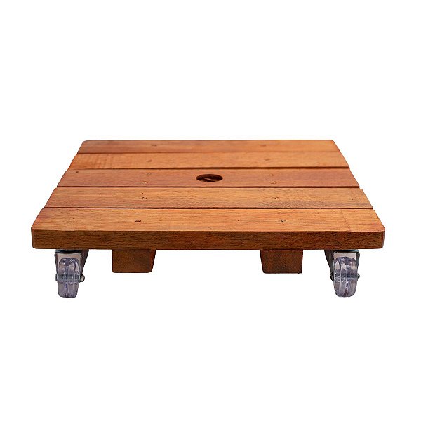 Suporte Para Vaso De Planta Quadrado 30 Cm Rodinhas Cristal