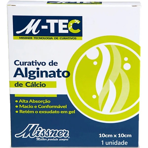 Curativo De Alginato De Cálcio M-Tec - 10cm X 10cm - Missner
