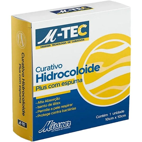 Curativo Hidrocoloide Com Espuma 10cm X 10cm M-Tec Missner