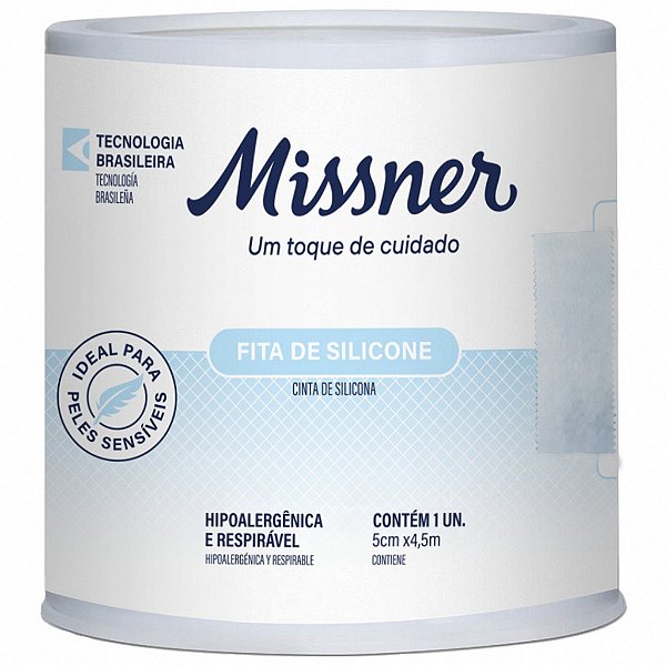 FITA DE SILICONE HIPOALERGICA AZUL MISSNER 5,0cm X 4,5m