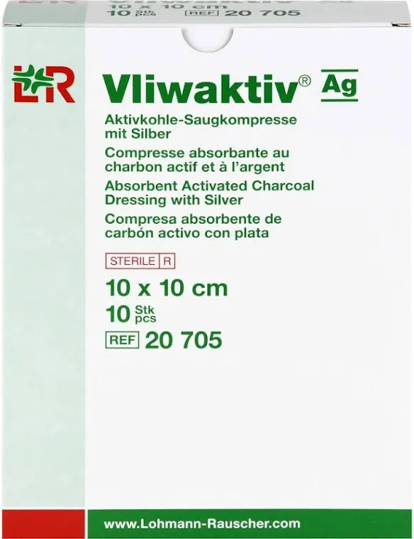 VLIWAKTIV AG 10 X 10 CM CURATIVO DE CARVÃO ATIVADO COM PRATA