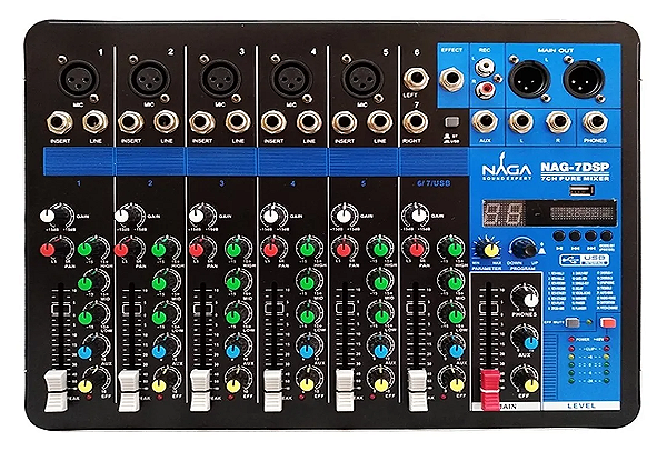 Mesa De Som Naga Nag 7dsp Phantom Power 7 Canais Bluetooth
