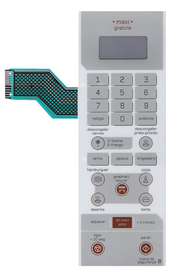 Membrana Teclado para Micro-ondas Compatível com Brastemp BMG 35AB Maxi-Gratine