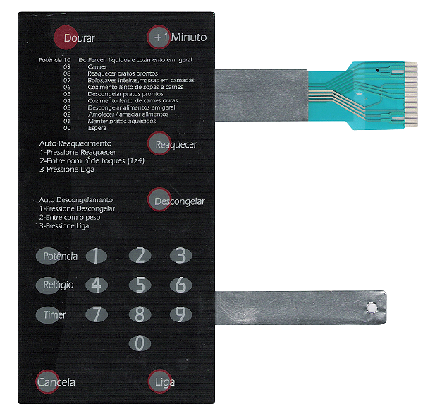 Membrana Teclado para Micro-ondas Compatível com Brastemp BMP31 BMC31 BMU31 BMB31 com Dourar Preto