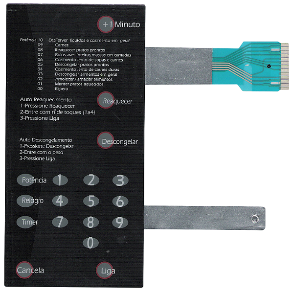 Membrana Teclado para Micro-ondas Compatível com Brastemp BMP31 BMC31 BMU31 BMB31 sem Dourar Preto