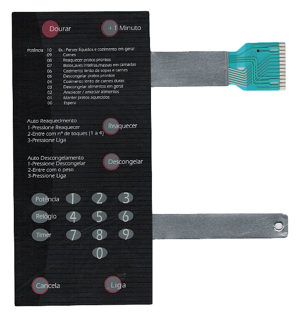 Membrana Teclado para Micro-ondas Compatível com Brastemp BMP42 BMC42 BMU42 BMB42 com Dourar Preto