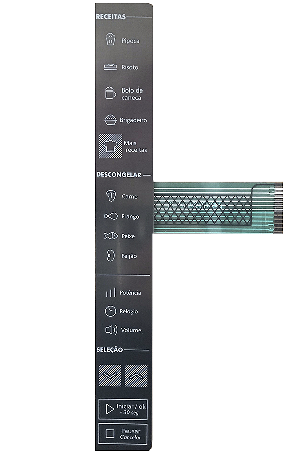 Membrana Teclado para Micro-ondas Compatível com Brastemp BMS45 CR Espelhada