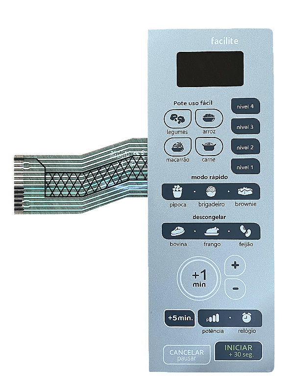 Membrana Teclado para Micro-ondas Compatível com Consul CMD20 AS Cinza