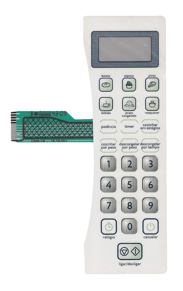 Membrana Teclado para Micro-ondas Compatível com Consul CMS 18 BBHNA /CMS 18 CBHNA