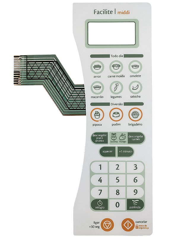 Membrana Teclado para Micro-ondas Compatível com Consul CMS30 AB Facilite Middi