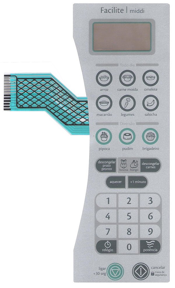 Membrana Teclado para Micro-ondas Compatível com Consul CMY 30 Facilite Middi