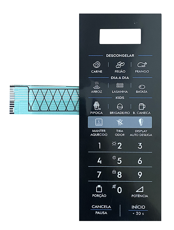 Membrana Teclado para Micro-ondas Compatível com Electrolux ME 3EP Preta