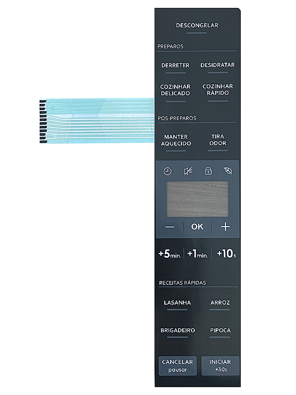 Membrana Teclado para Micro-ondas Compatível com Electrolux ME 23P / ME23S Preta