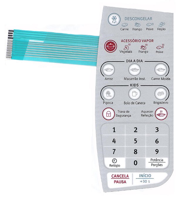 Membrana Teclado para Micro-ondas Compatível com Electrolux MA30S