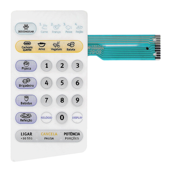 Membrana Teclado para Micro-ondas Compatível com Electrolux ME 18S Relevo Flat a Direita