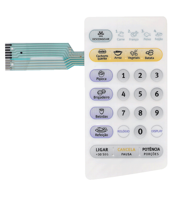 Membrana Teclado para Micro-ondas Compatível com Electrolux ME 18S Relevo Flat à Esquerda