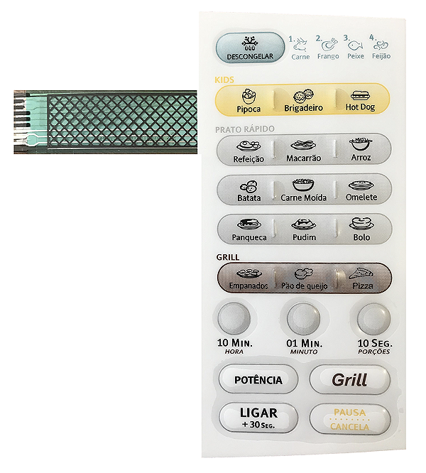 Membrana Teclado para Micro-ondas Compatível com Electrolux ME 21S Relevo