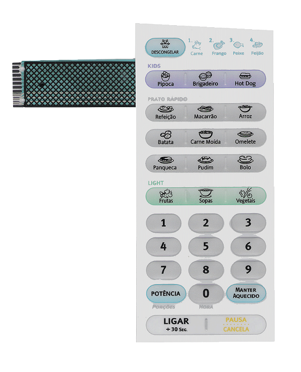 Membrana Teclado para Micro-ondas Compatível com Electrolux ME 28S Relevo