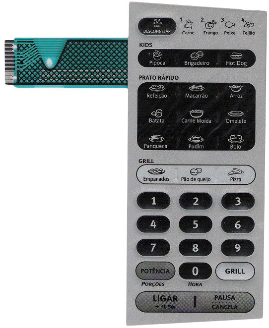 Membrana Teclado para Micro-ondas Compatível com Electrolux ME 28X Relevo