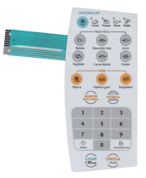 Membrana Teclado para Micro-ondas Compatível com Electrolux MEF 28