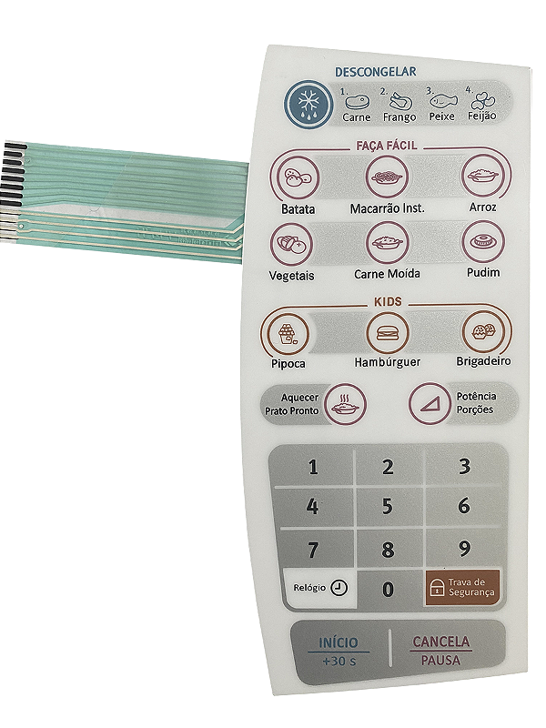 Membrana Teclado para Micro-ondas Compatível com Electrolux MEF 30