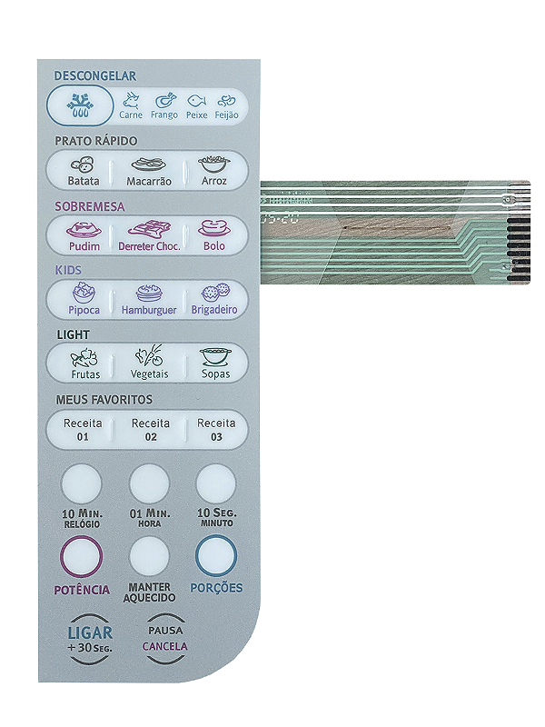 Membrana Teclado para Micro-ondas Compatível com Electrolux MEF 33 Relevo