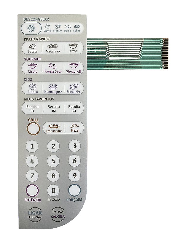 Membrana Teclado para Micro-ondas Compatível com Electrolux MEG 41Y
