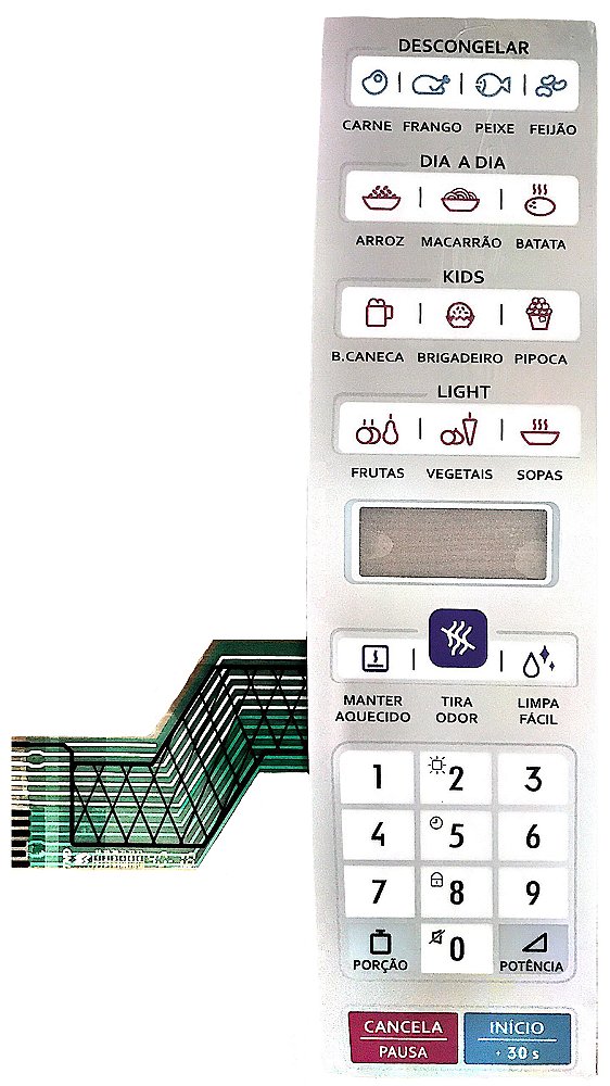 Membrana Teclado para Micro-ondas Compatível com Electrolux MEO 044