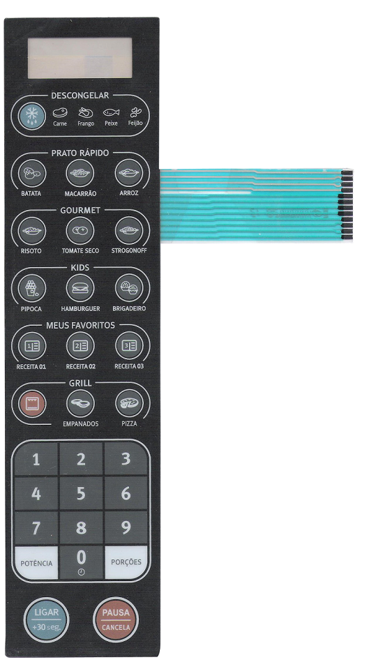 Membrana Teclado para Micro-ondas Compatível com Electrolux MEV 41 Espelhada