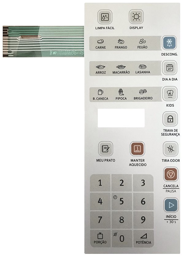 Membrana Teclado para Micro-ondas Compatível com Electrolux MI 41T