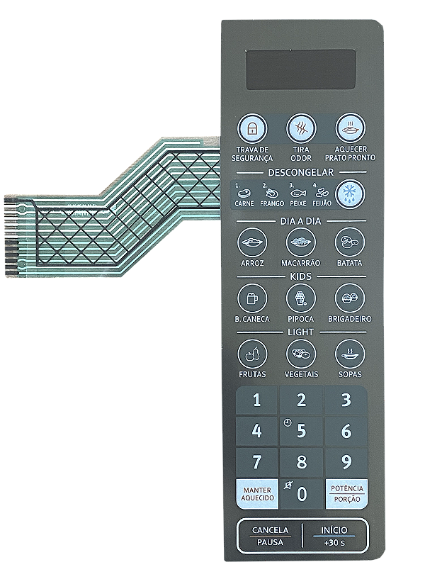 Membrana Teclado para Micro-ondas Compatível com Electrolux MT 30S Espelhada