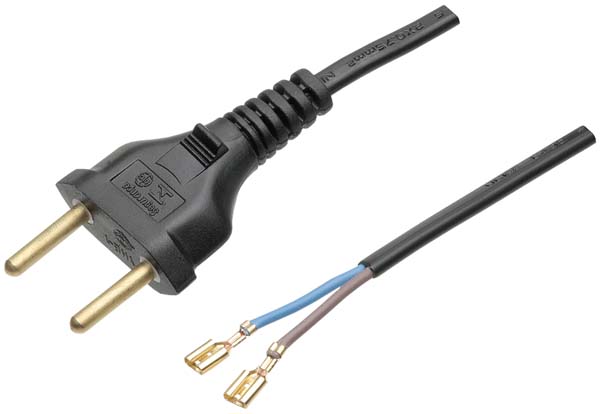 Cabo Cordão de Energia para Ferro De Passar Roupa com Terminal 4mm 2x0.75mm 1,85m