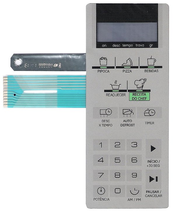 Membrana Teclado para Micro-ondas Compatível com GE MOGE031SD2BIN
