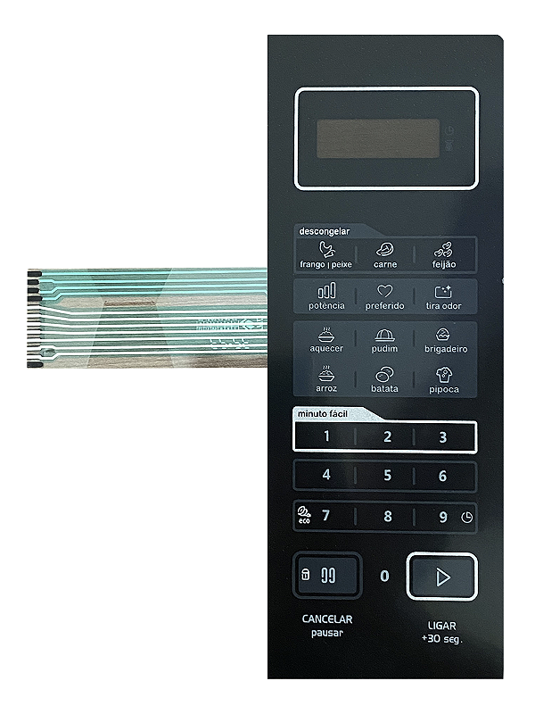 Membrana Teclado para Micro-ondas Compatível com Midea MXSA27P1 / MXSA27P2