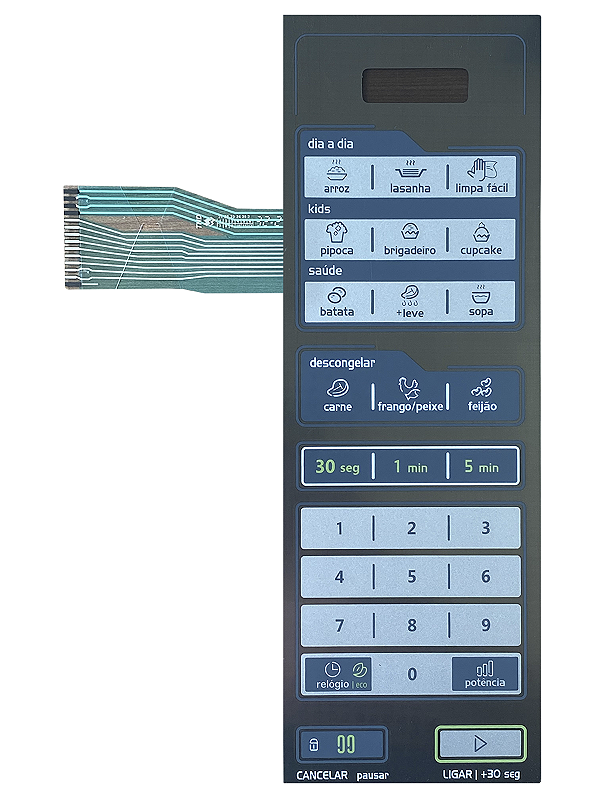 Membrana Teclado para Micro-ondas Compatível com Midea MTFE 41/42 / MTRS 41/42 Espelhada