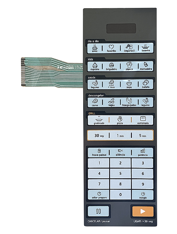 Membrana Teclado para Micro-ondas Compatível com Midea MTAEG 41/42 Espelhada