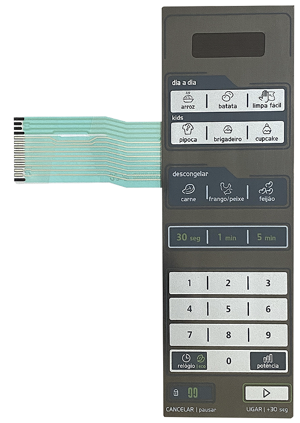 Membrana Teclado para Micro-ondas Compatível com Midea MTRS 21/22 MTFE 21/22 Espelhada