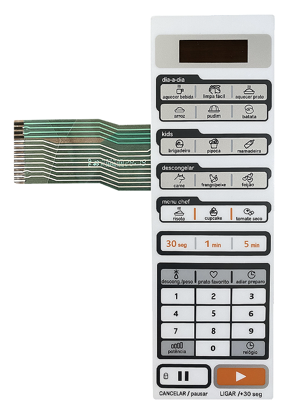 Membrana Teclado para Micro-ondas Compatível com Midea MTAS21 / MTAS22 Liva