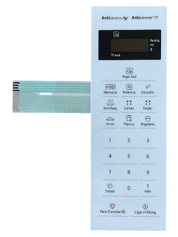 Membrana Teclado para Micro-ondas Compatível com Panasonic NN-ST 25LW Branca