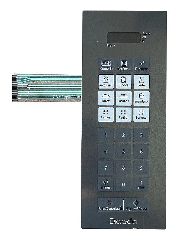 Membrana Teclado para Micro-ondas Compatível com Panasonic NN-ST 27JW Espelhada