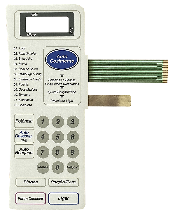 Membrana Teclado para Micro-ondas Compatível com Panasonic NN6556 / NN6956