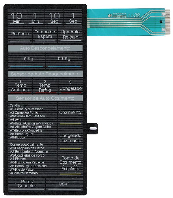 Membrana Teclado para Micro-ondas Compatível com Panasonic NN 7809 Preto
