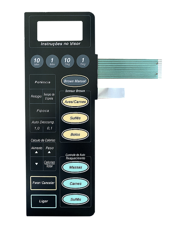 Membrana Teclado para Micro-ondas Compatível com Panasonic NN 7956 Preto Reta