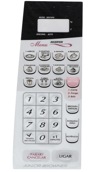 Membrana Teclado para Micro-ondas Compatível com Panasonic NN-G 52 Relevo